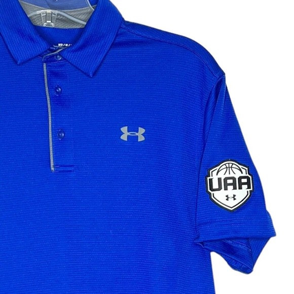 Under Armour Tech Polo Blue‎ Loose Fit Heatgear Golf Polo Shirt Mens Size Medium - Picture 3 of 6